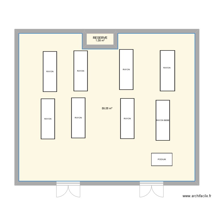 KING JOUET. Plan de 2 pièces et 90 m2