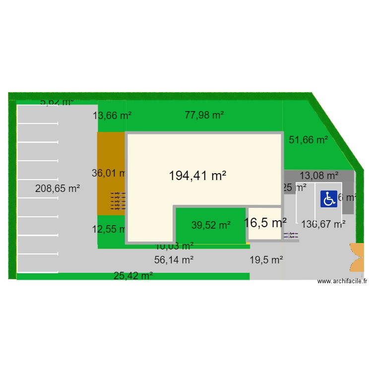 Projet cabinet kiné PRESENTATION V1. Plan de 2 pièces et 211 m2