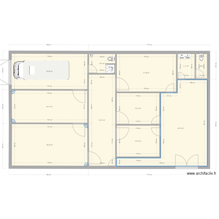 Chambre funéraire . Plan de 11 pièces et 199 m2