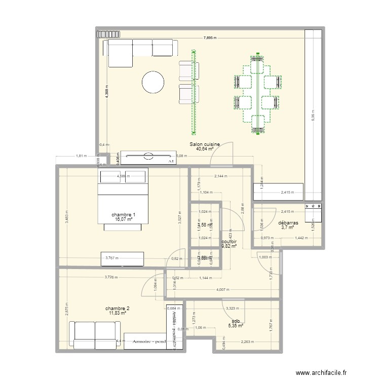 Rollingerground 2. Plan de 8 pièces et 90 m2