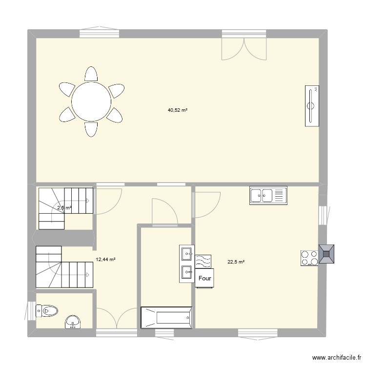 EAUBONNE RDC LUMIERE. Plan de 4 pièces et 78 m2