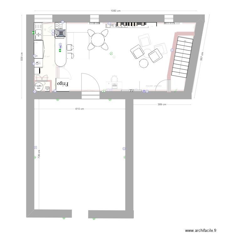 La Peloue2. Plan de 1 pièce et 2 m2