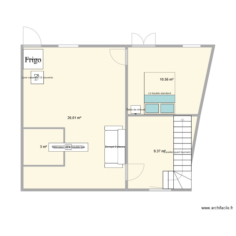 MaisonBriare. Plan de 4 pièces et 52 m2