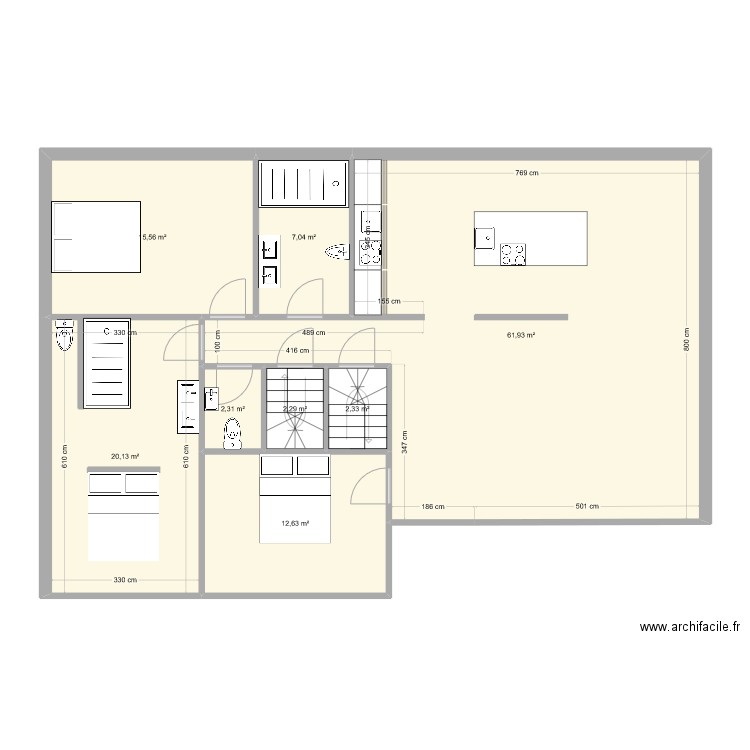 24! amenagement 1. Plan de 8 pièces et 124 m2