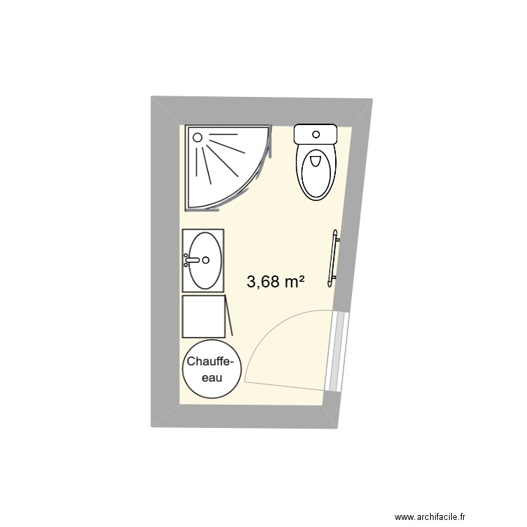 SDB. Plan de 1 pièce et 4 m2