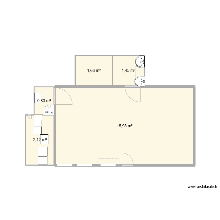 mael. Plan de 5 pièces et 22 m2