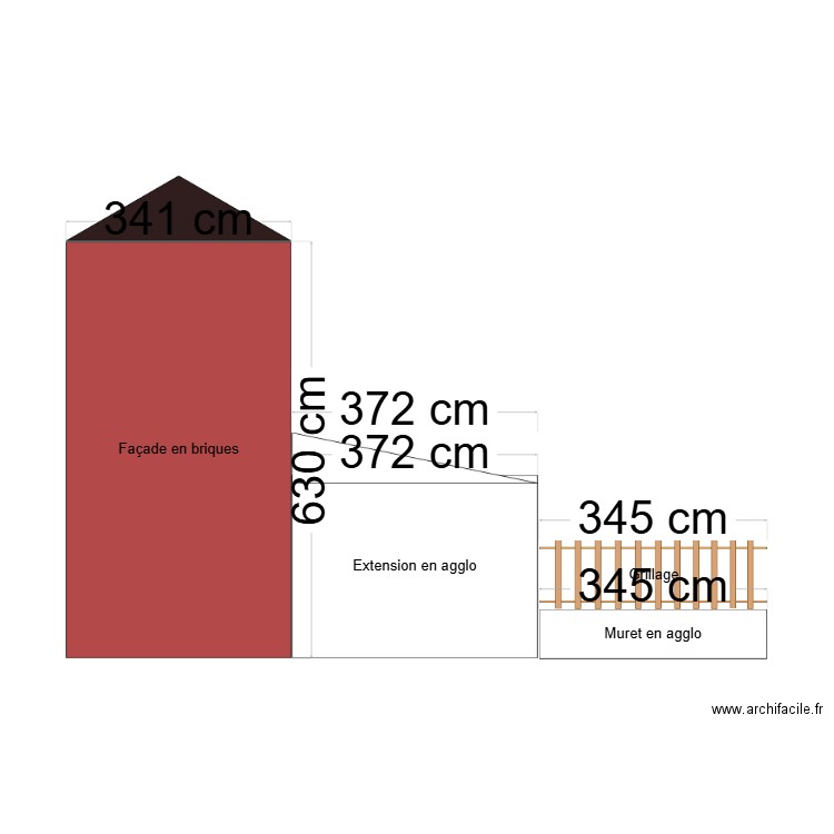 Façade Ouest avant création portillon. Plan de 0 pièce et 0 m2