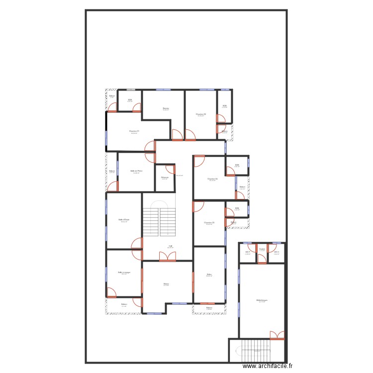 Plan Distribution villa 20x35 R1 02. Plan de 29 pièces et 932 m2