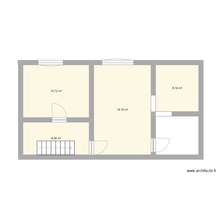  1 etage perray. Plan de 4 pièces et 39 m2