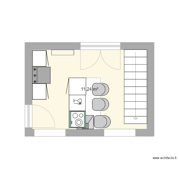 charlotte Cuisine. Plan de 1 pièce et 11 m2