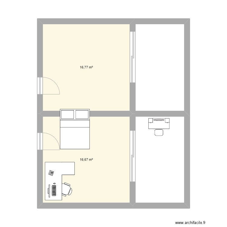 Plan maison lisa. Plan de 2 pièces et 33 m2