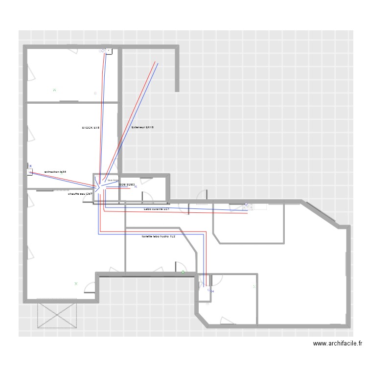 plan miellerie plomberie. Plan de 9 pièces et 253 m2