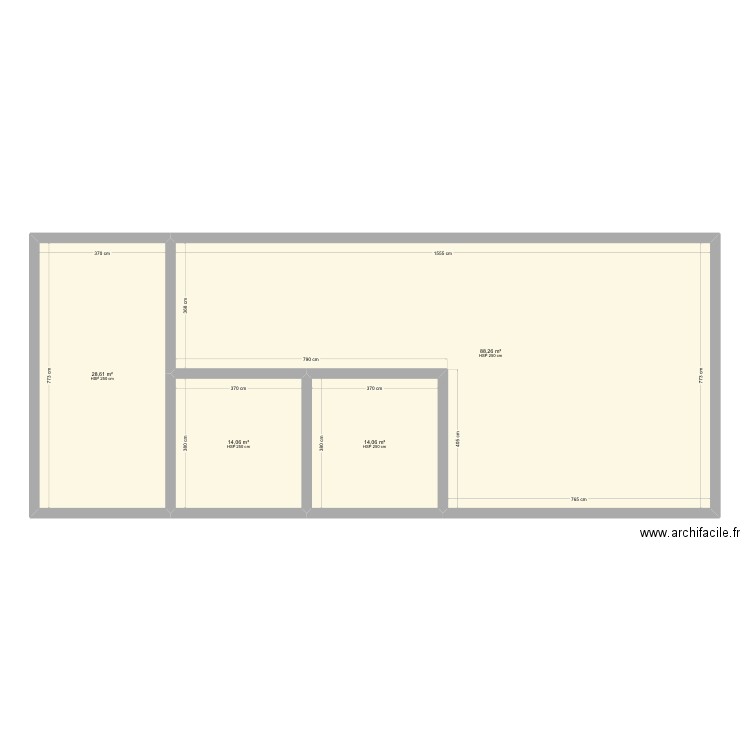 100. Plan de 4 pièces et 145 m2