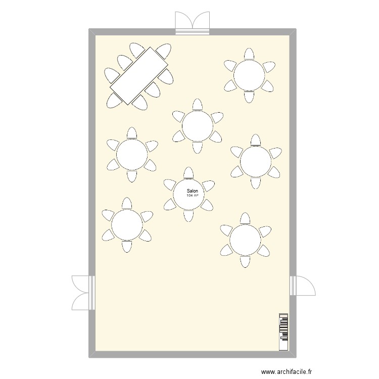 domaine. Plan de 1 pièce et 104 m2