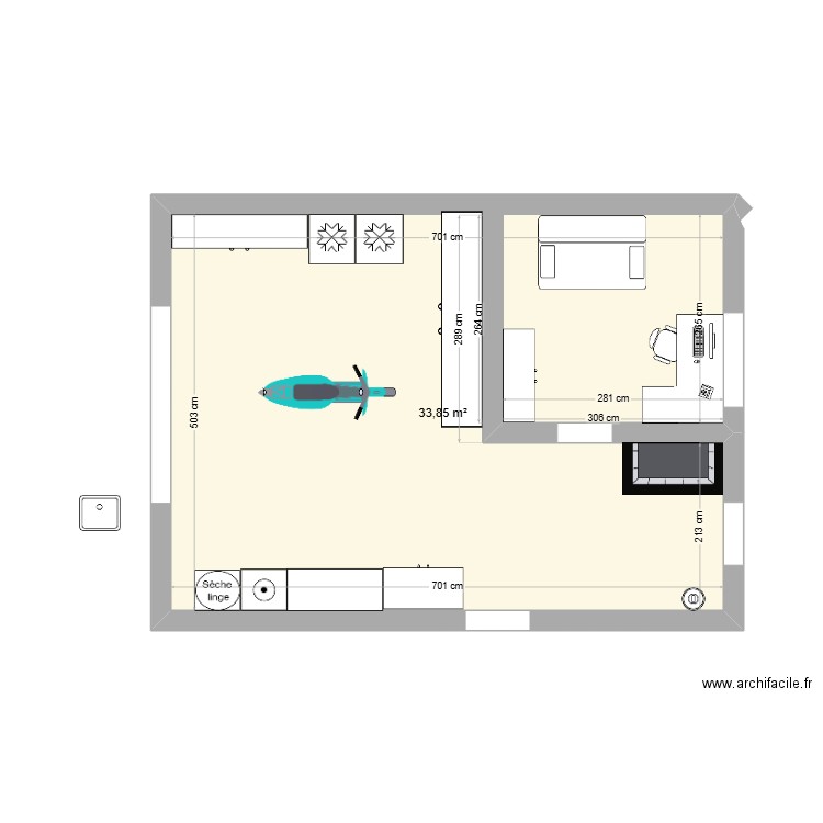 amenagement garage . Plan de 1 pièce et 34 m2