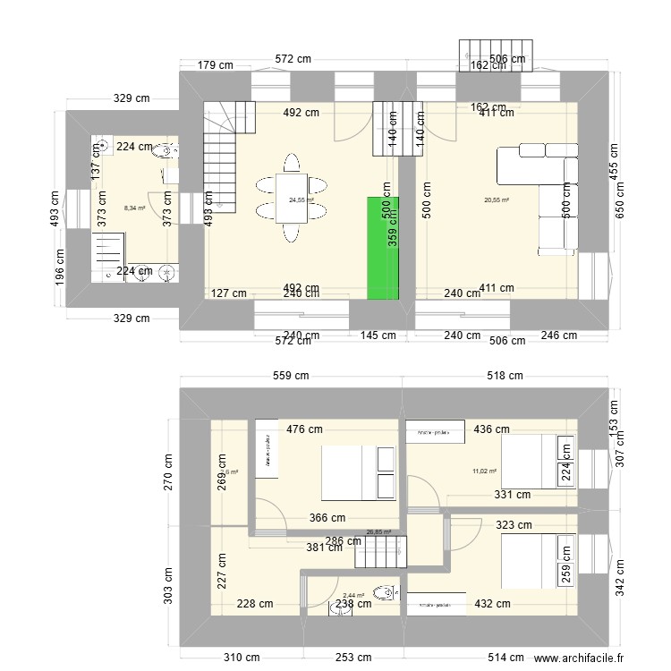 plan2. Plan de 7 pièces et 96 m2