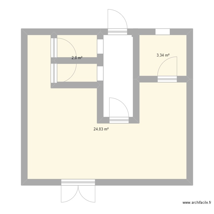 Plan La Parfumerie Falaisienne. Plan de 3 pièces et 31 m2