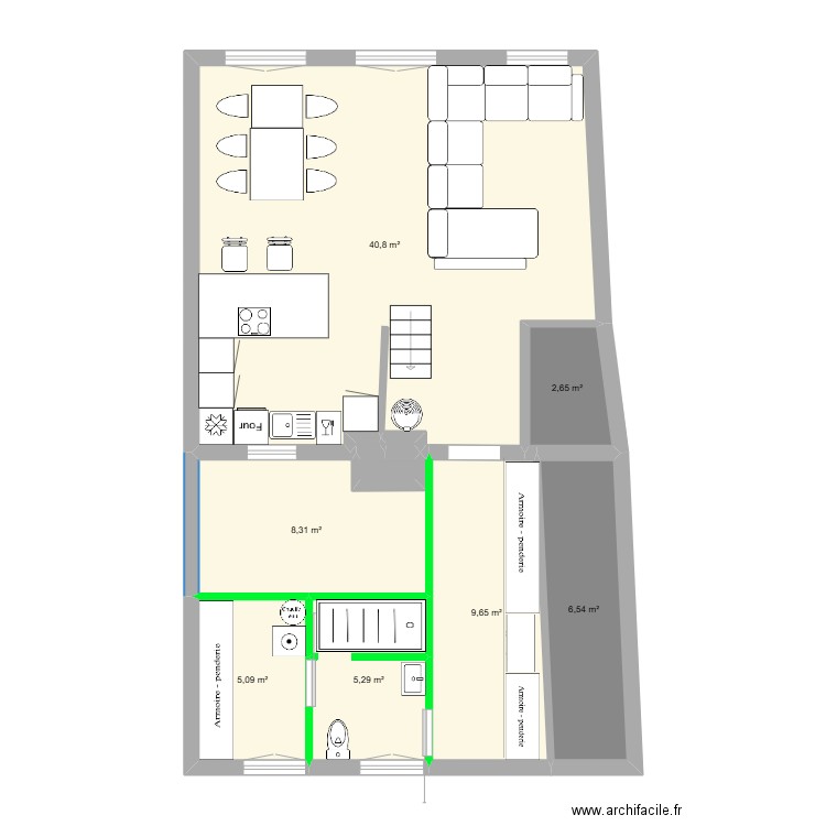 RP RDC V3. Plan de 10 pièces et 79 m2