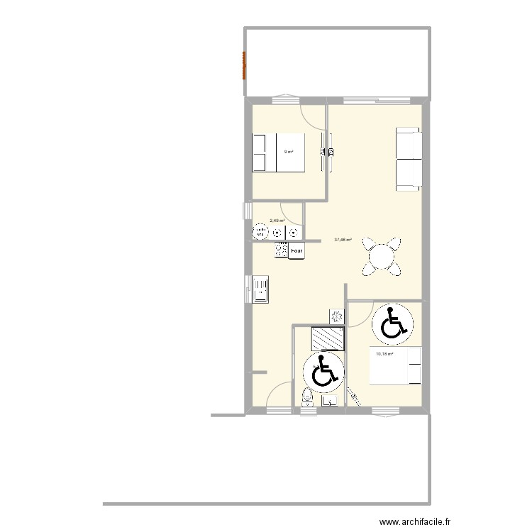 plan moneteau. Plan de 5 pièces et 64 m2