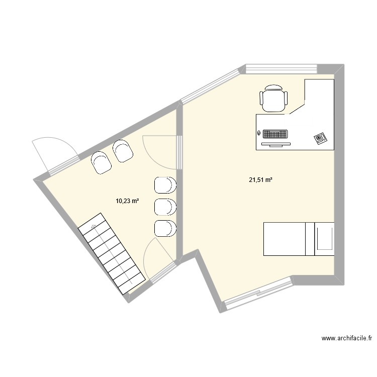 Cab BARBUSSE SOUMIA 1. Plan de 2 pièces et 32 m2