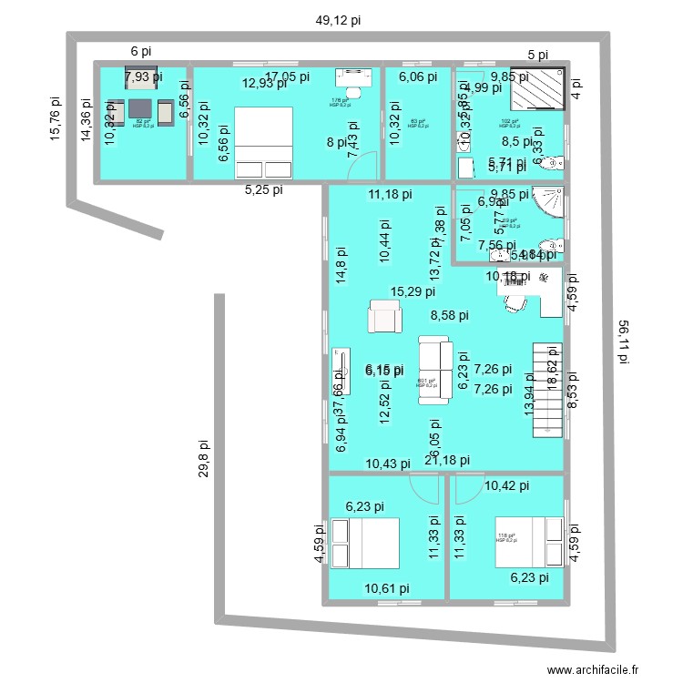 cuisine. Plan de 8 pièces et 112 m2