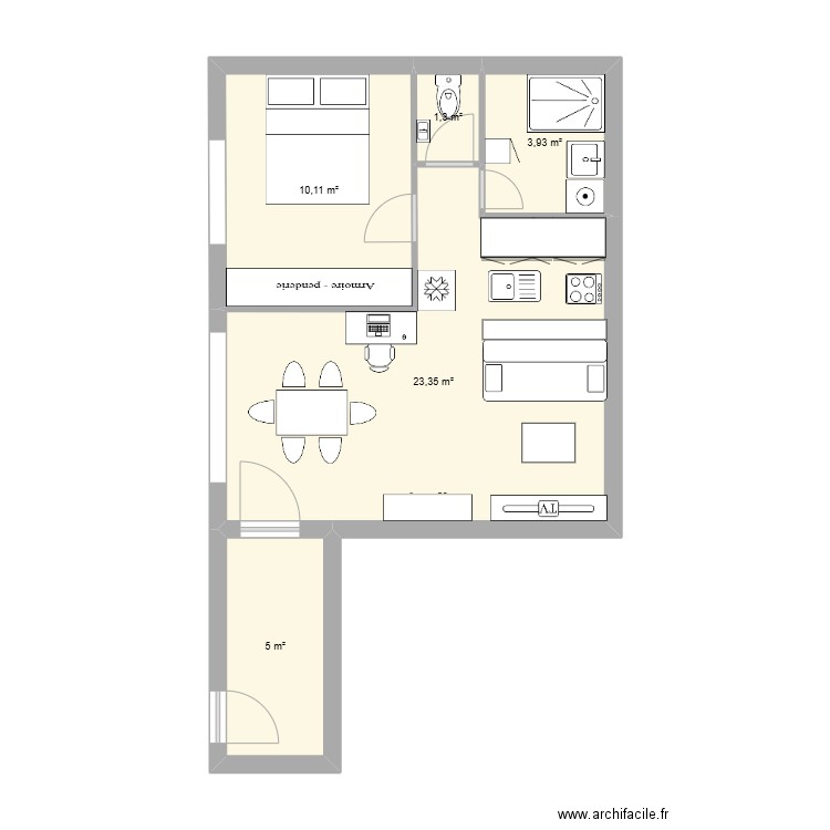 PLAN HANGAR. Plan de 5 pièces et 44 m2