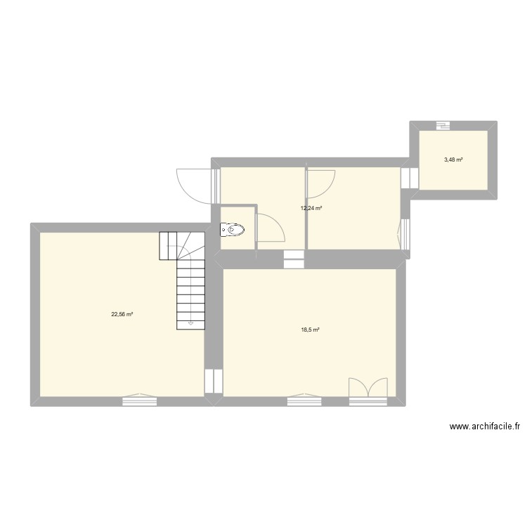 le lude. Plan de 4 pièces et 57 m2