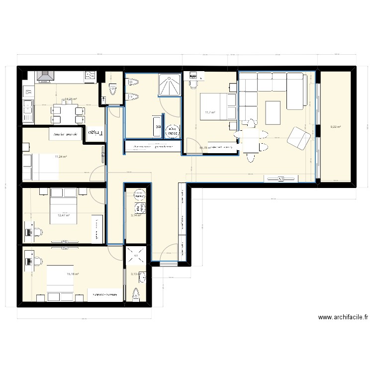  LES IBIS 2EME cuisine. Plan de 10 pièces et 136 m2