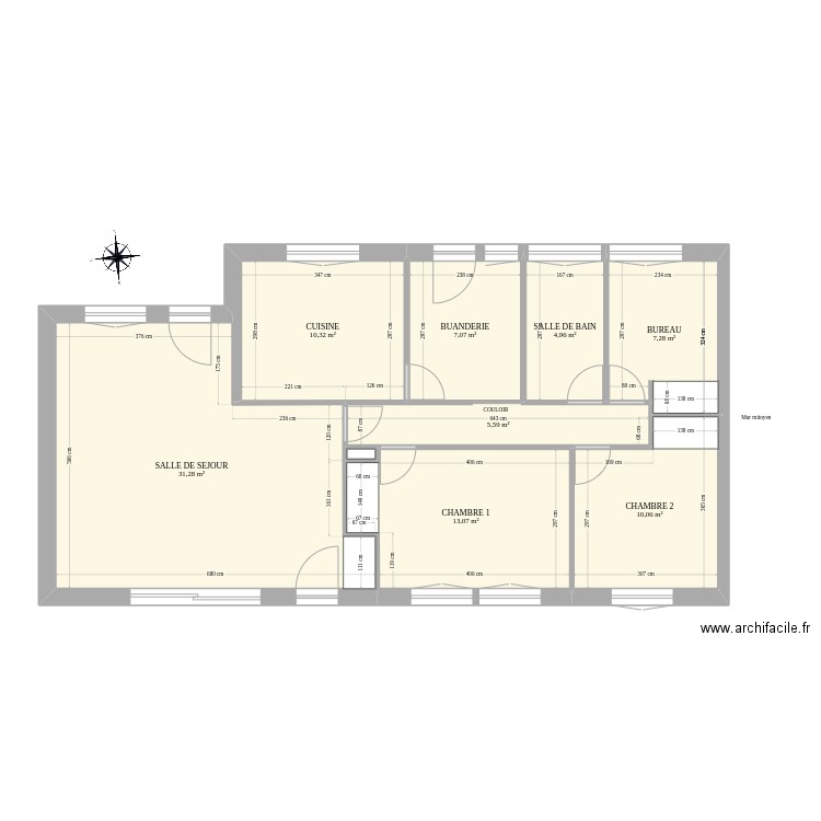 lafayette01. Plan de 9 pièces et 90 m2