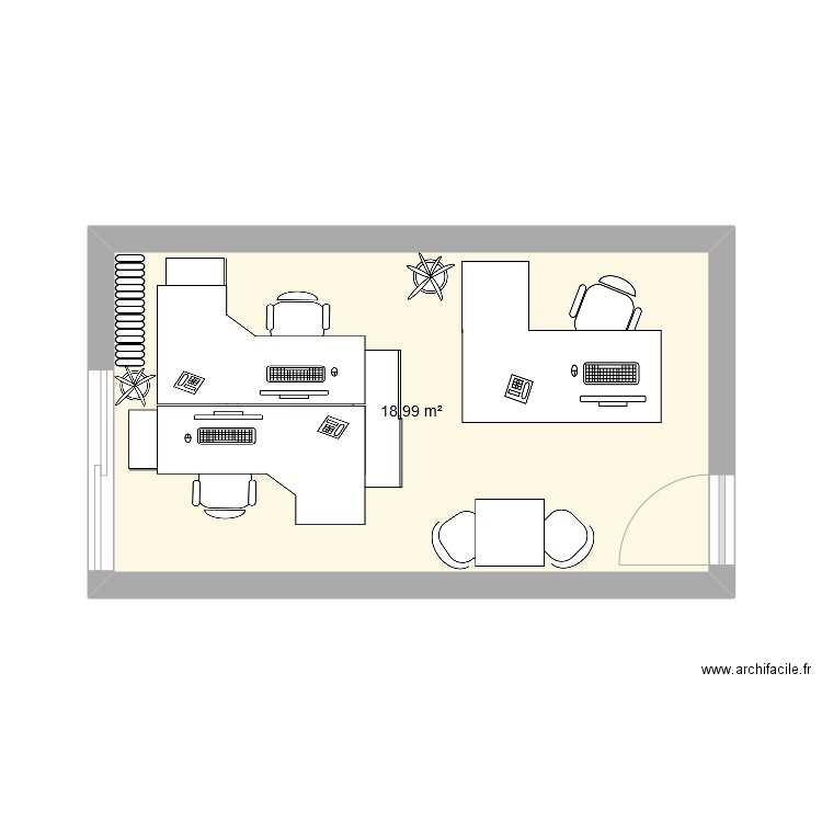 Bureau DGST. Plan de 1 pièce et 19 m2