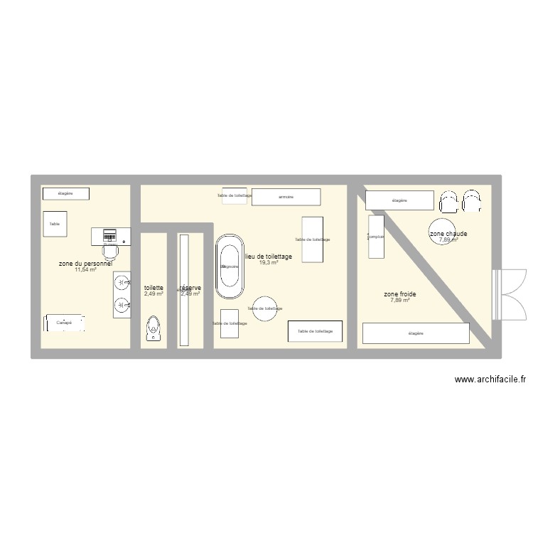 plan salon. Plan de 6 pièces et 52 m2