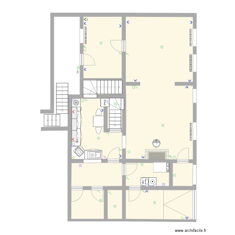 Rez-de-chaussée . Plan de 10 pièces et 101 m2