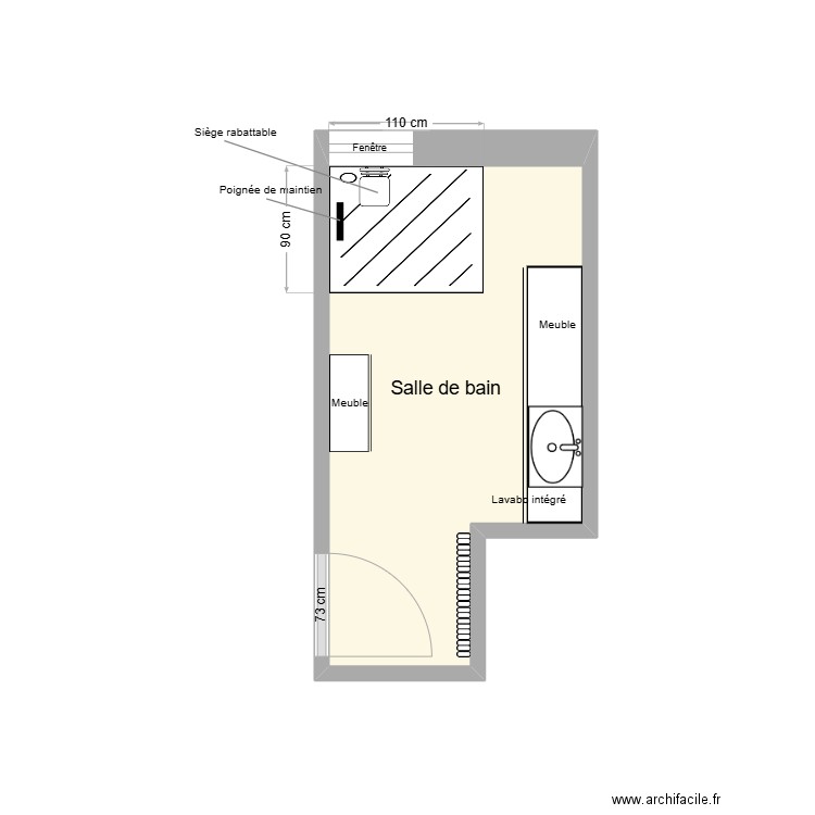 BONNET SDB Adaptation. Plan de 1 pièce et 6 m2