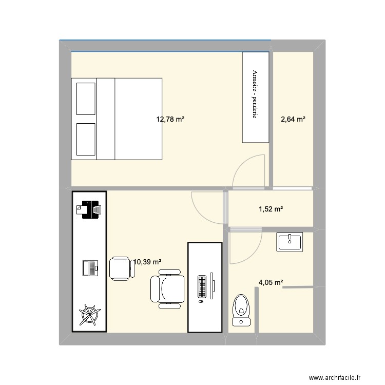 Etage. Plan de 5 pièces et 31 m2