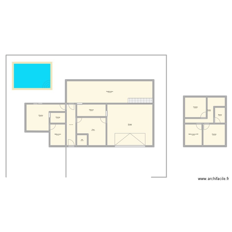 Maison. Plan de 14 pièces et 224 m2