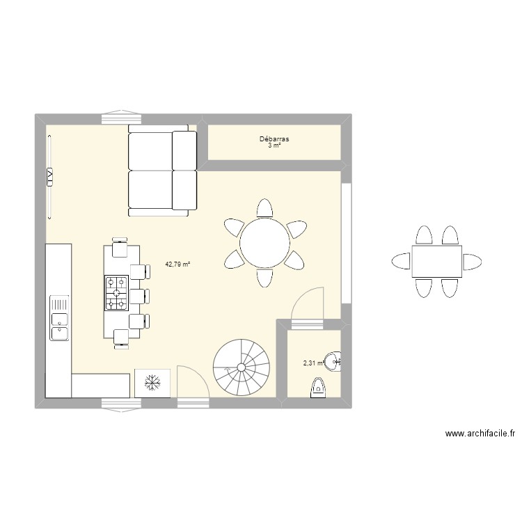 NOUVEAU PROJET RENO +1 n°6. Plan de 3 pièces et 48 m2