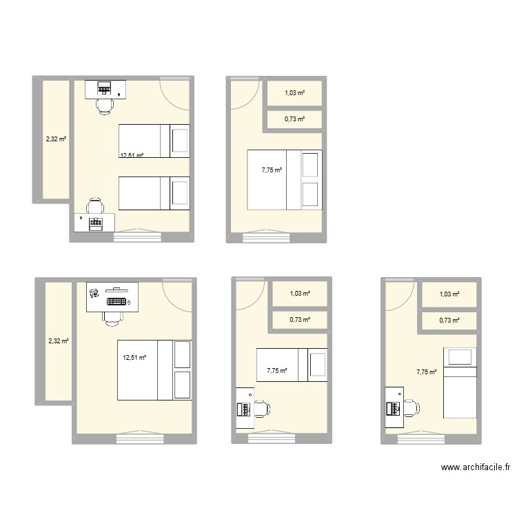 Sunset2. Plan de 13 pièces et 58 m2