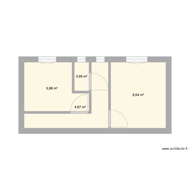 SDB 1. Plan de 4 pièces et 20 m2