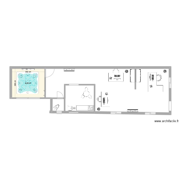 Bureau siége. Plan de 1 pièce et 8 m2