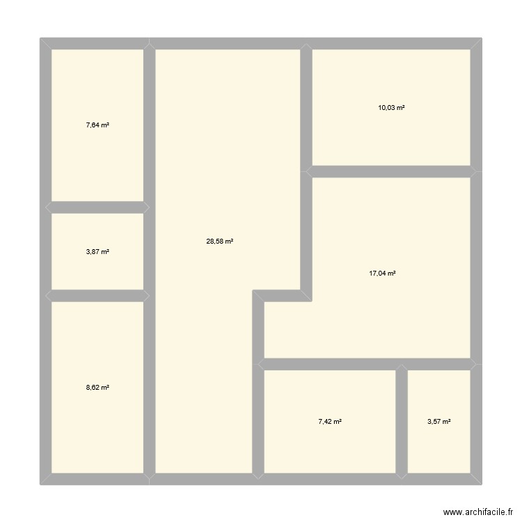 Projet 2. Plan de 8 pièces et 87 m2