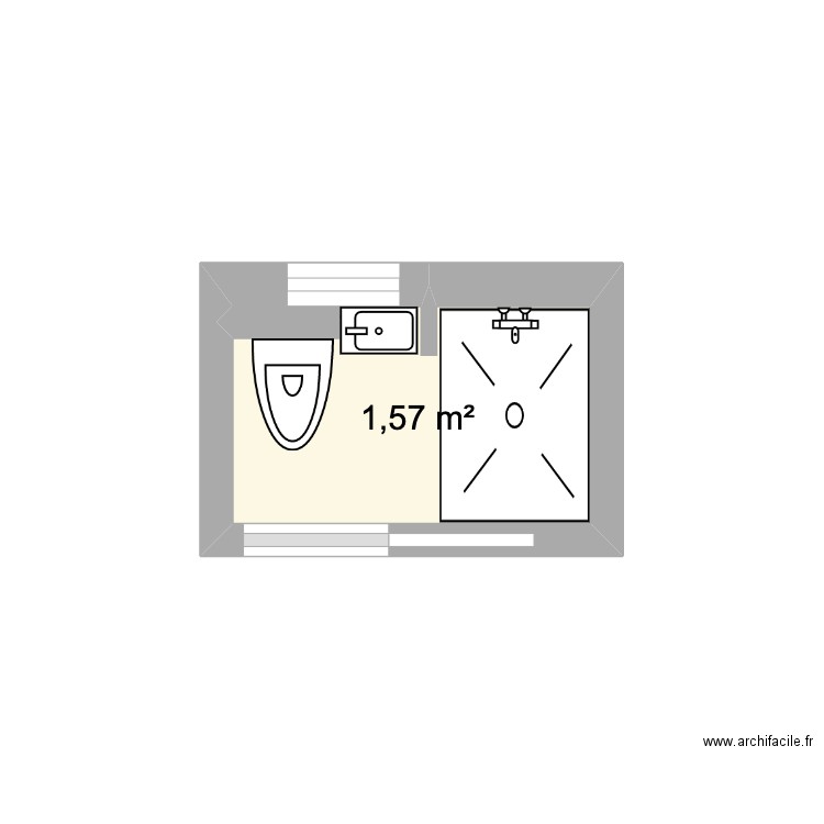 20240301 SDE WC RDC. Plan de 1 pièce et 2 m2