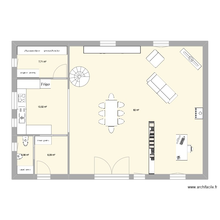 115m². Plan de 5 pièces et 112 m2