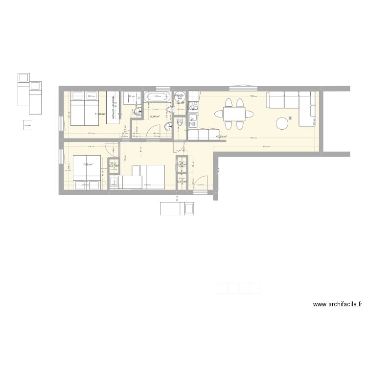 BERLICANT T3 1 er etage cloison conservéeV2. Plan de 8 pièces et 68 m2