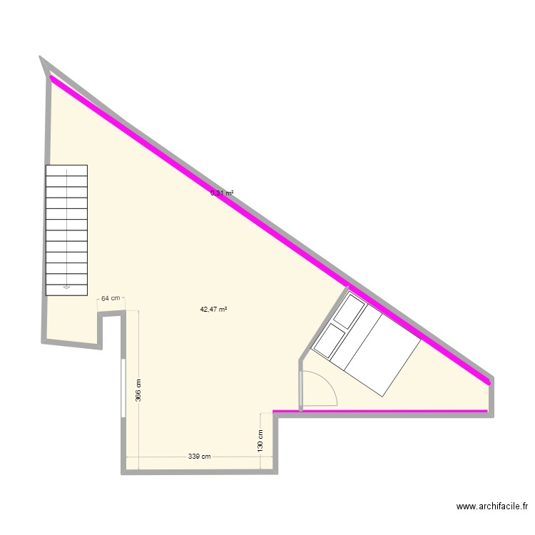 Maldoyenne 3eme - isolation 2. Plan de 2 pièces et 43 m2