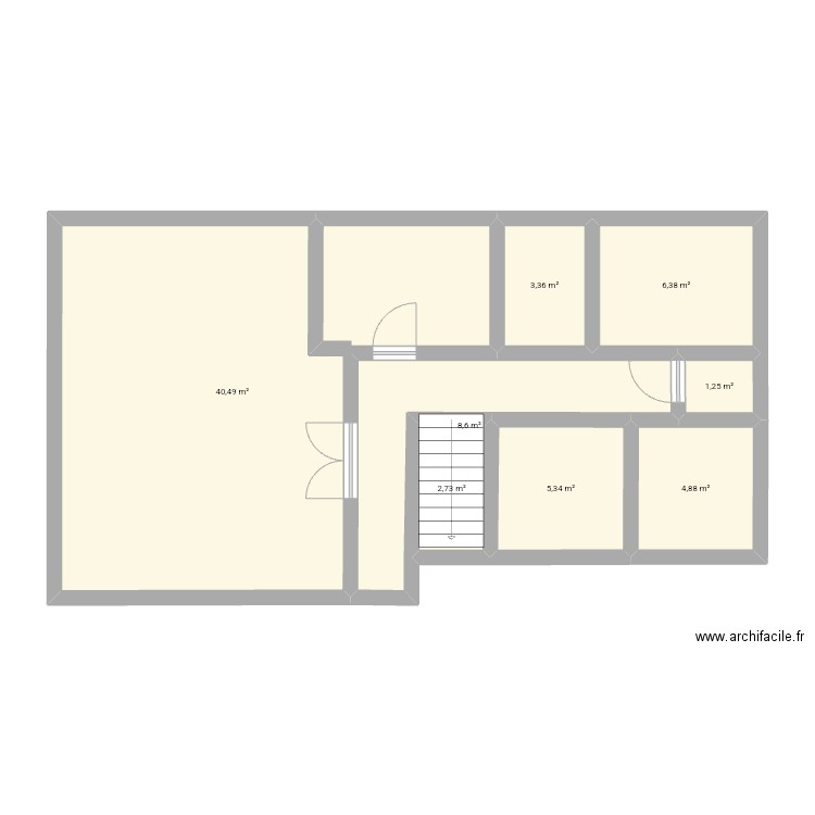 Test 1. Plan de 8 pièces et 73 m2