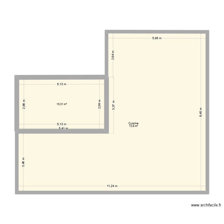 plan 2. Plan de 2 pièces et 89 m2