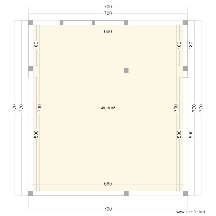 atelier. Plan de 1 pièce et 48 m2