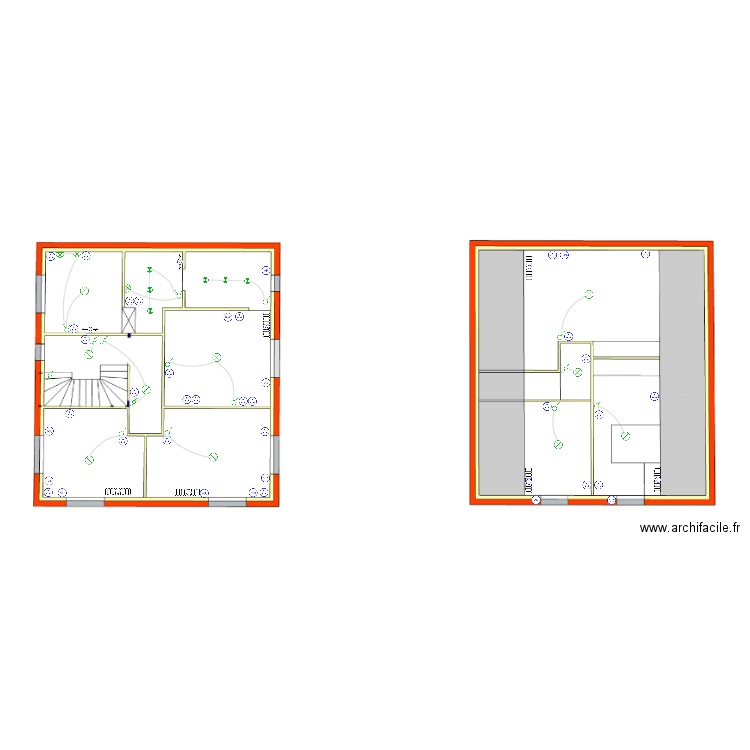 Plan implantation electricité R+1 et R+2. Plan de 0 pièce et 0 m2