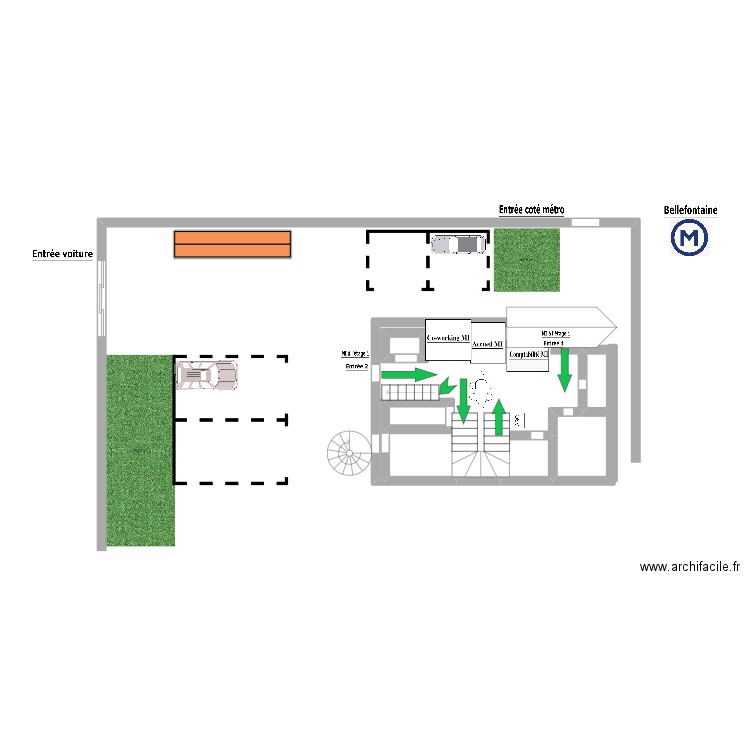 la maison de l'initiative. Plan de 6 pièces et 9 m2