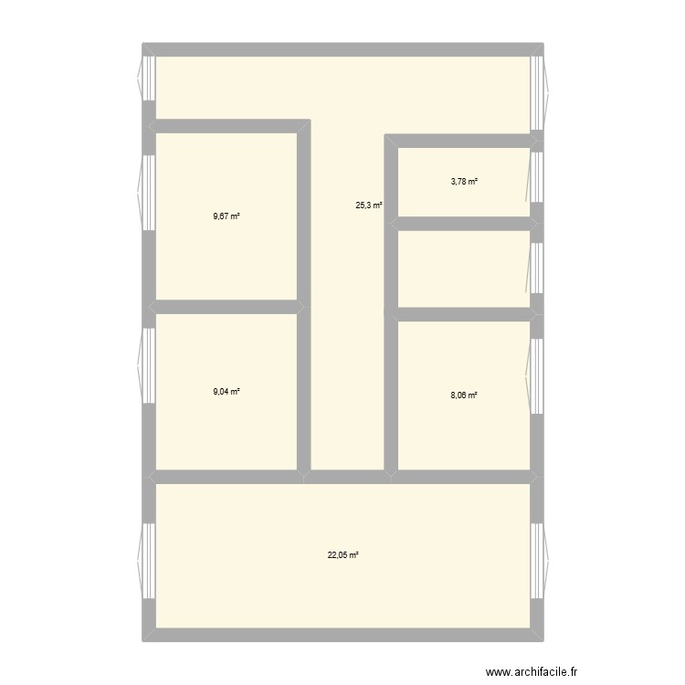 auneau. Plan de 6 pièces et 78 m2